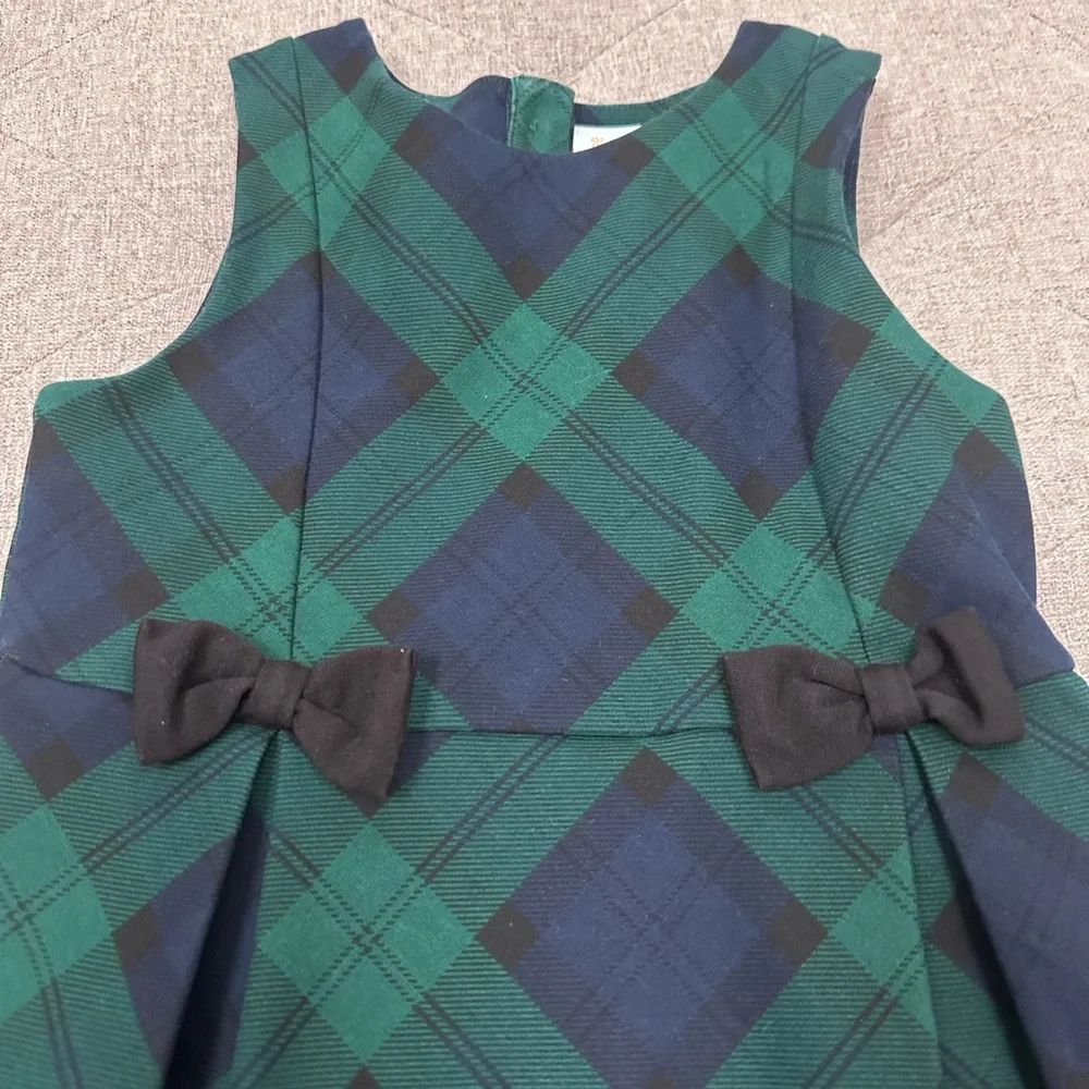 Gymboree navy blue and green tartan holiday Christmas dress size 7